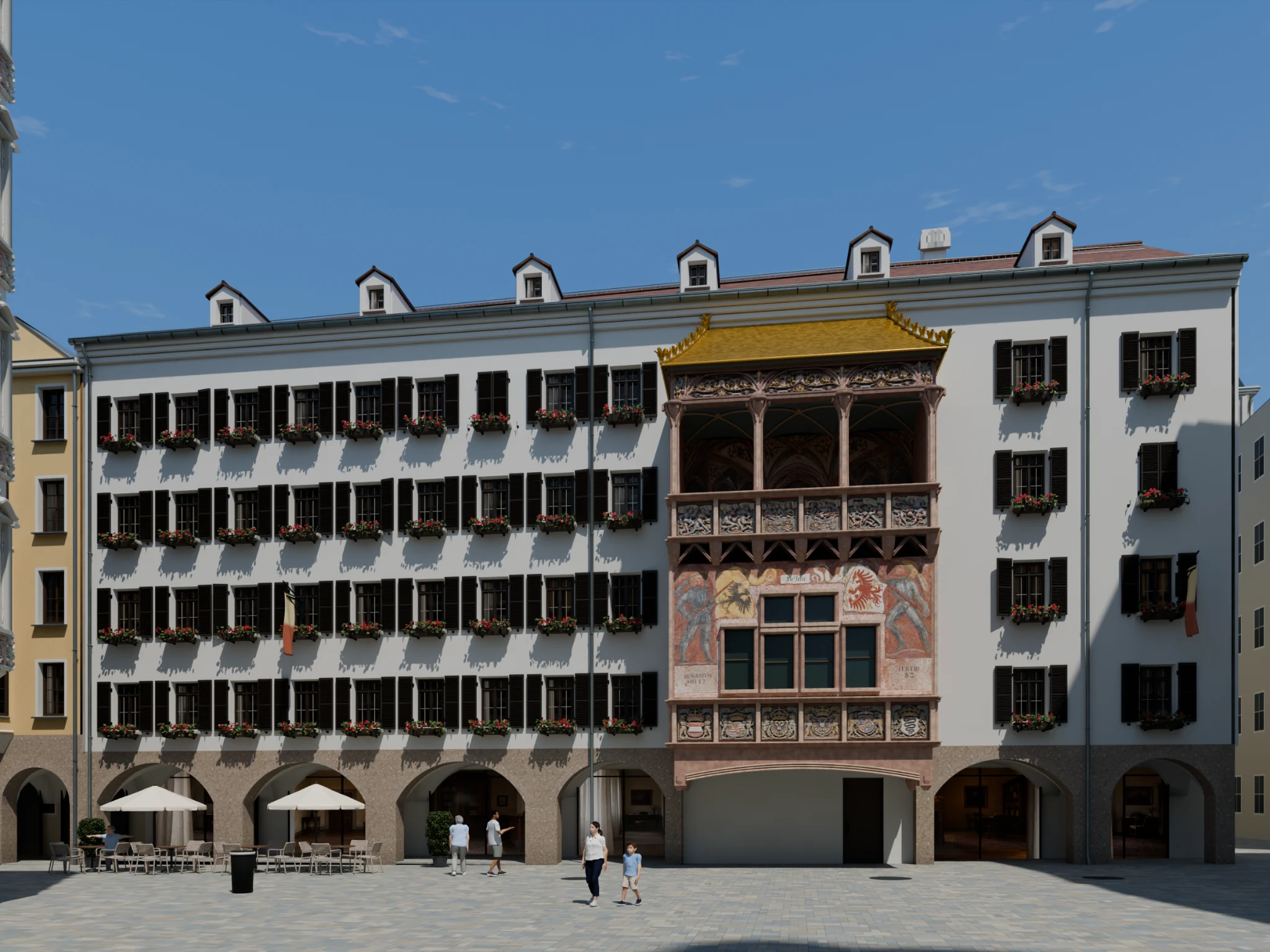 Concept visualization of the Goldenes Dachl facade in daylight; not an in-game screenshot.